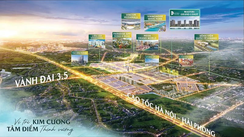 Vị trí trọng điểm và mạng lưới giao thông quanh Masteri Grand Coast.