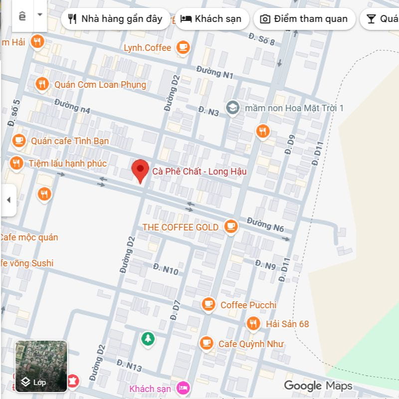 Vị trí của cà phê Chất tại ấp Long Hậu 3, xã Cần Giuộc, Tây Ninh