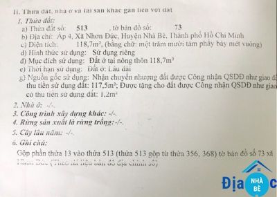 Bán đất ấp 4 Nhơn Đức đường Lê Văn Lương Nhà bè 118m2